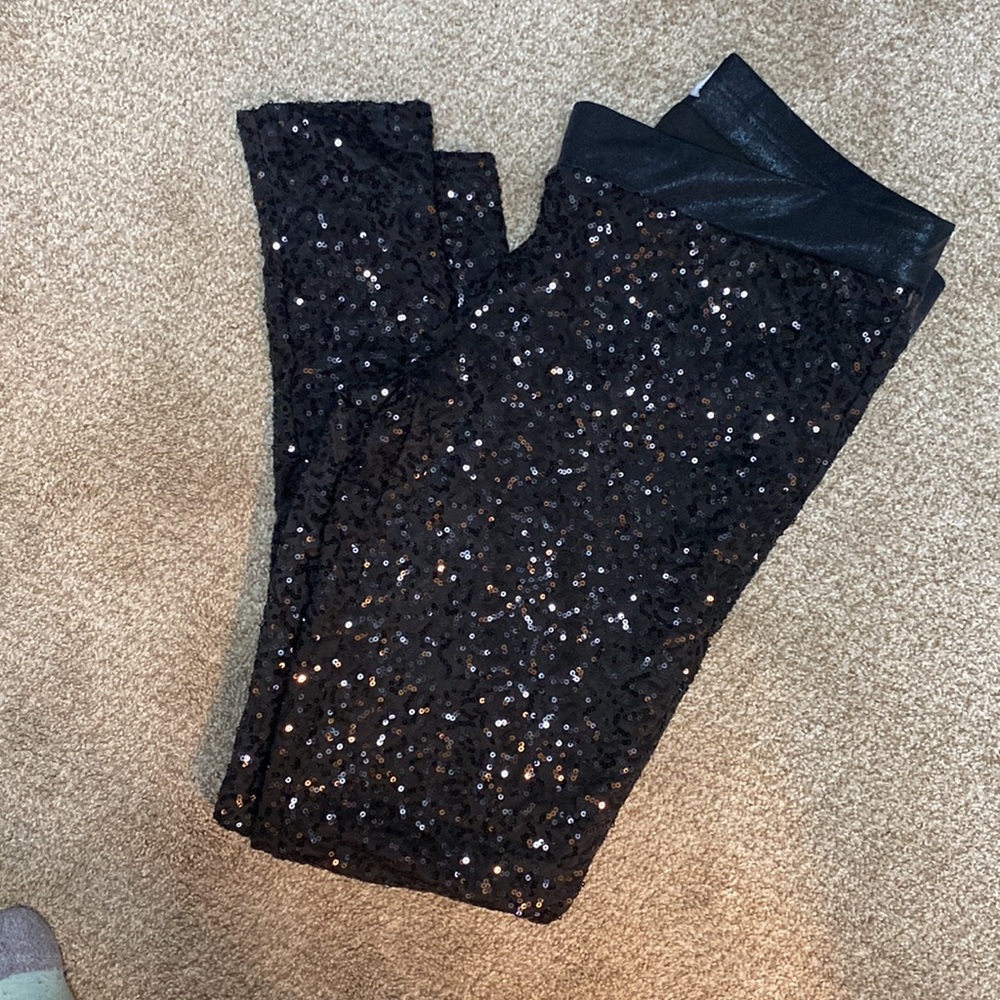 Sequined black leggings